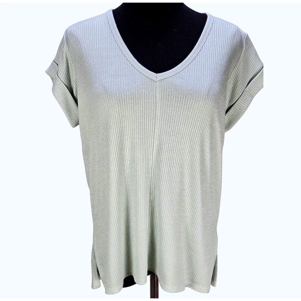 Women's rag &‎ bone NWT Small The Knit Vneck Tee Seafoam Ribbed Top Coastal